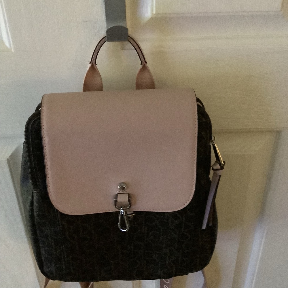 Calvin Klein Brand backpack purse, brown/beige. - Picture 4 of 12
